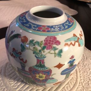 Vintage China Hand painted vase with textured raised designs